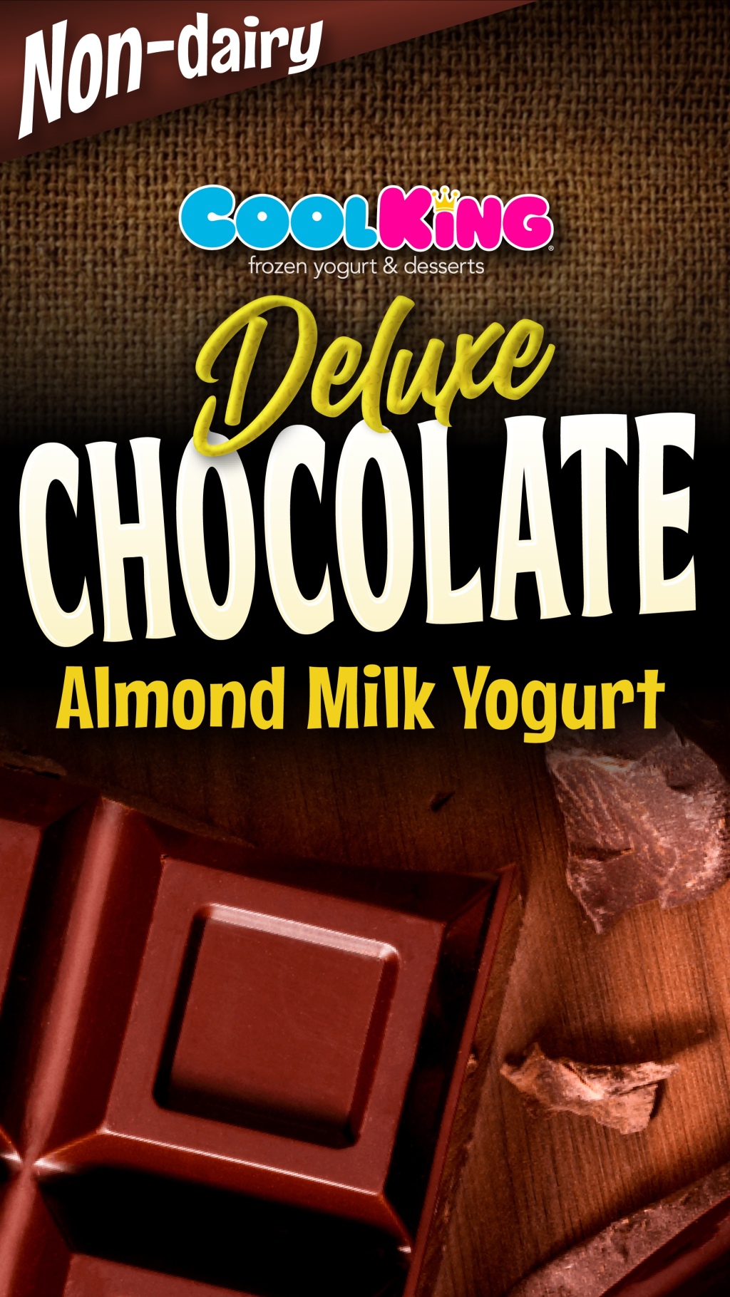 Cool King® Deluxe Chocolate Almond Milk Yogurt Motion Graphic & Flavor Card